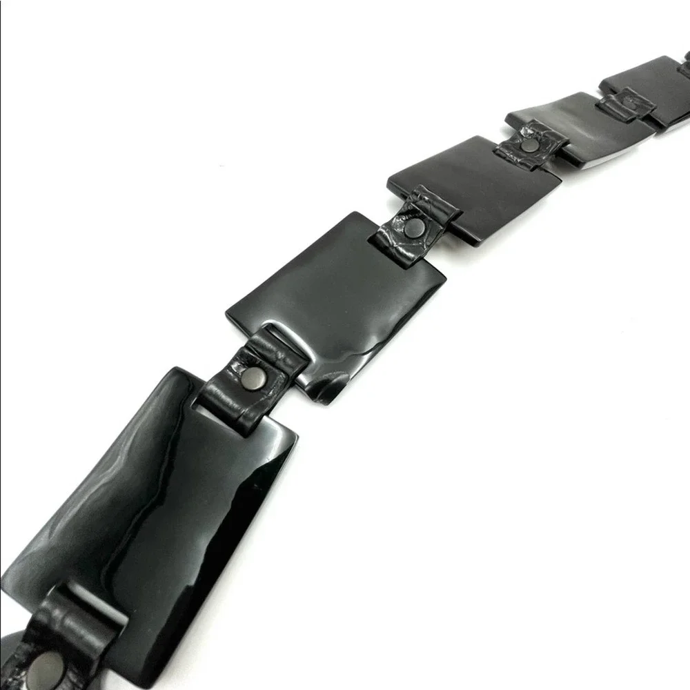 VINTAGE Belt Italian leather acrylic links euc - Picture 5 of 7